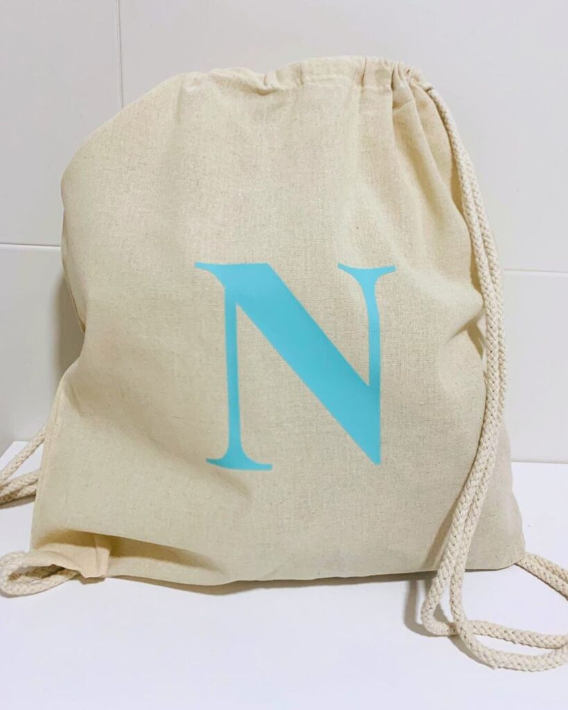bolsa de merienda para niños con inicial estampada personalizado