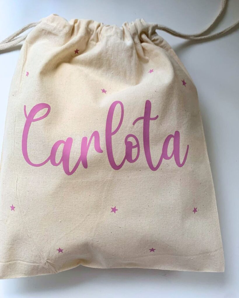 bolsa de merienda para niños con nombre estampado personalizado