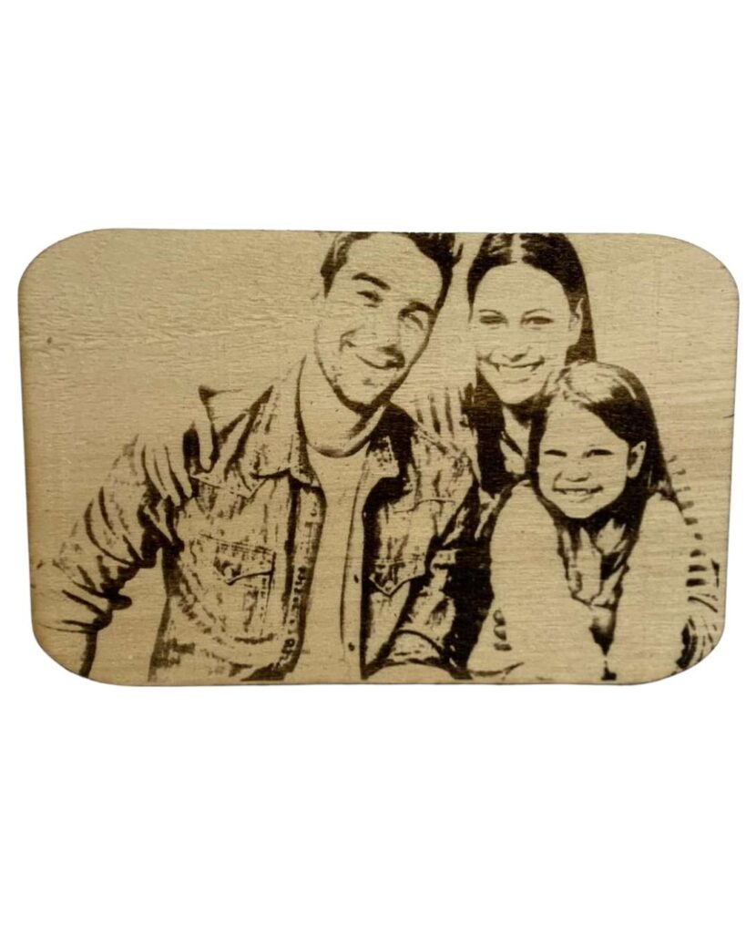 fotografía impresa a láser sobre madera